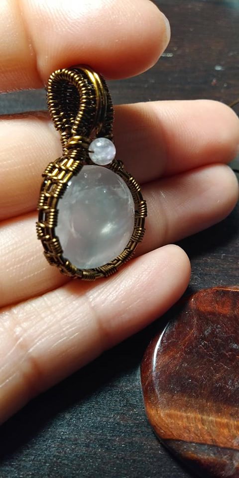 wired wrapped selenite pendant