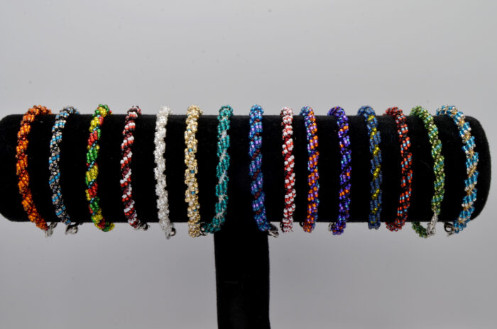 beaded bracelets on display